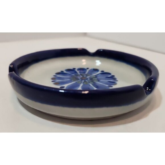 Vtg Ken Edwards El Palomar Guadalajara Blue 4" Ashtray Signed Cobalt Blue & Grey - Picture 2 of 10